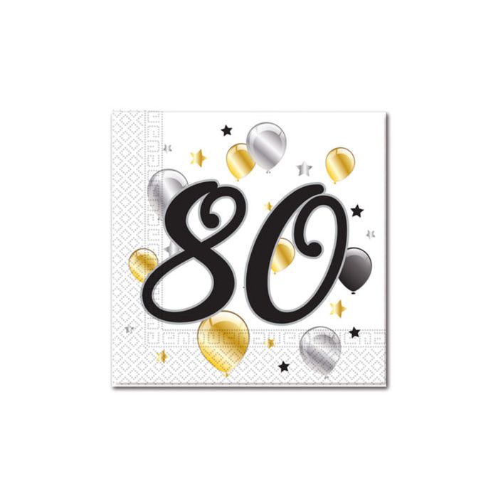 Milestone 80th Birthday Paper Napkins Pack of 20