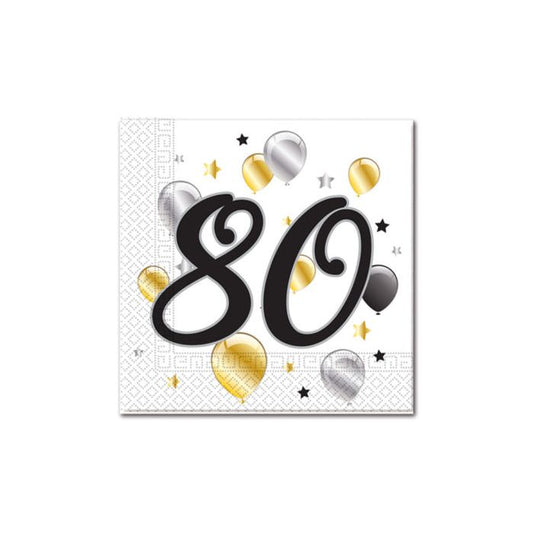 Milestone 80th Birthday Paper Napkins Pack of 20