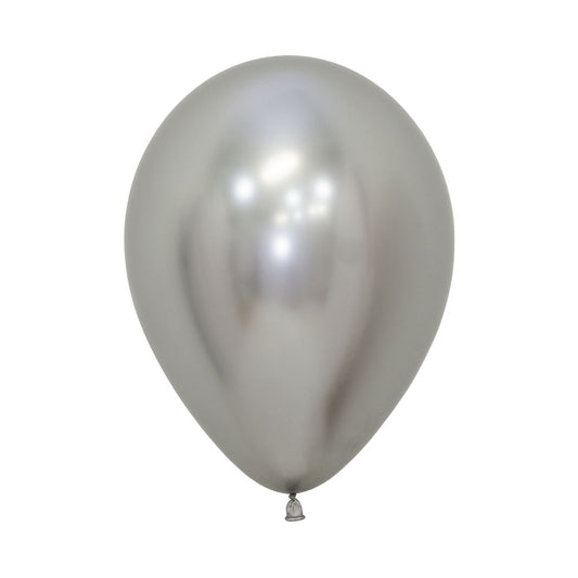 Chrome Reflex Silver Latex Balloons 12.5cm Pack of 20