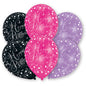 Pink,Purple & Black Latex Balloons Pack of 6