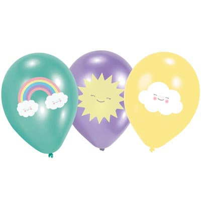 Rainbow & Cloud Latex Balloons Pack of 6