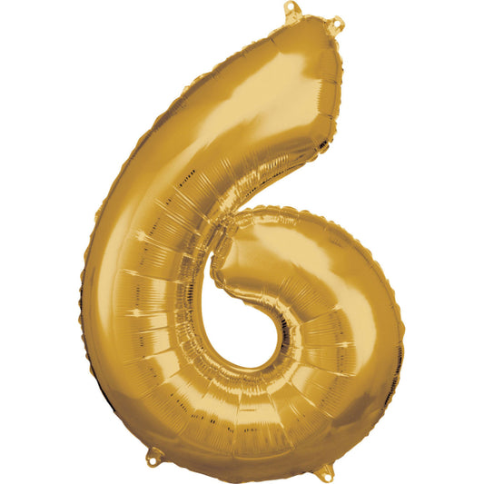 Gold Foil Balloon Number 6