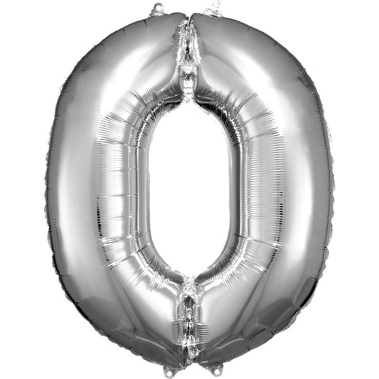 Silver Foil Balloon Number 0