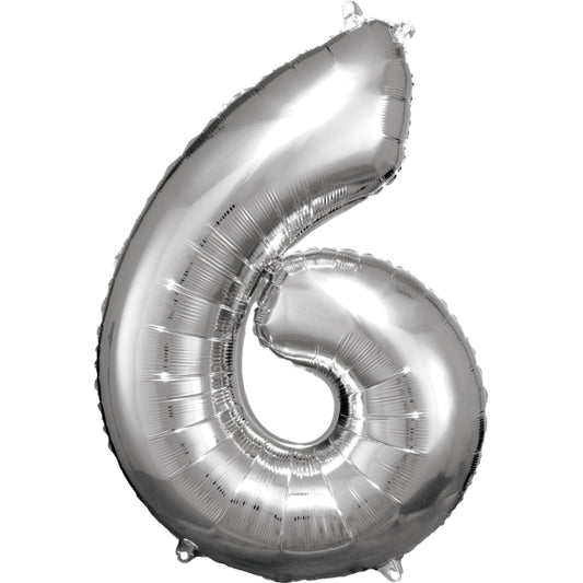 Silver Foil Balloon Number 6