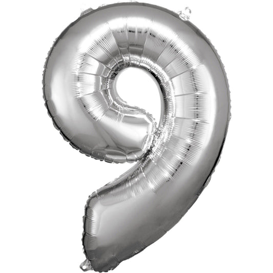 Silver Foil Balloon Number 9