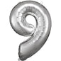 Silver Foil Balloon Number 9