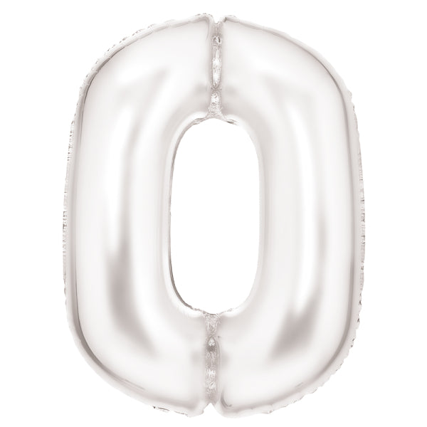 Silk White Foil Balloon Number 0