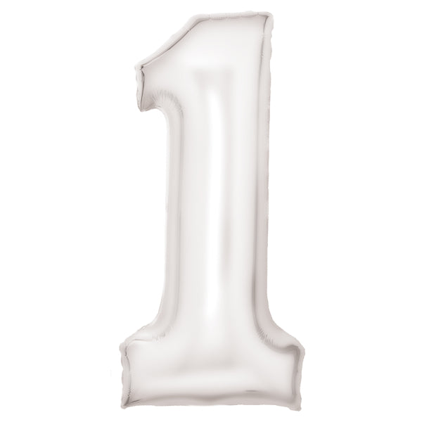 Silk White Foil Balloon Number 1