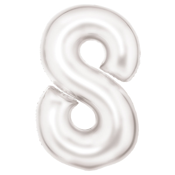 Silk White Foil Balloon Number 8