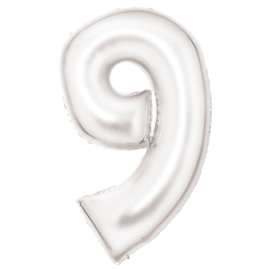 Silk White Foil Balloon Number 9