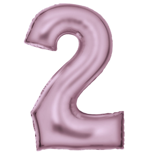 Silk Pastel Pink Foil Balloon Number 2