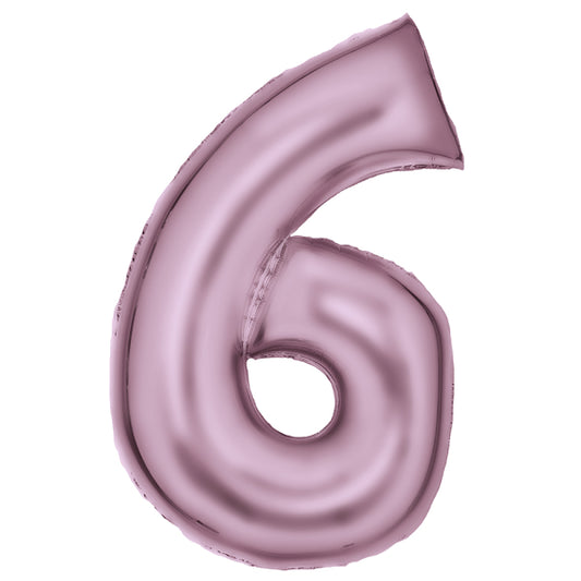 Silk Pastel Pink Foil Balloon Number 6