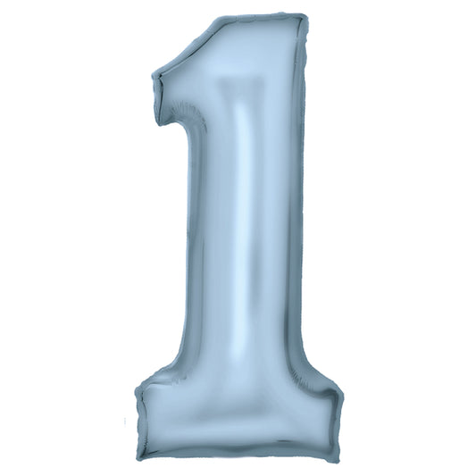 Silk Pastel Blue Foil Balloon Number 1