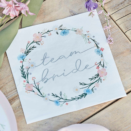 Boho Floral Eco Team Bride Bachelorette Party Napkin Pack of 16