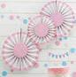 Round Hanging Fan Decorations Pink Pack of 3