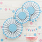 Round Hanging Fan Decorations Blue Pack of 3