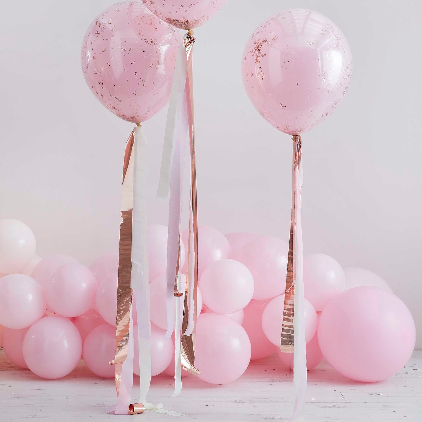 Rose Gold and Pink Streamer Balloon Tails Pack of 3