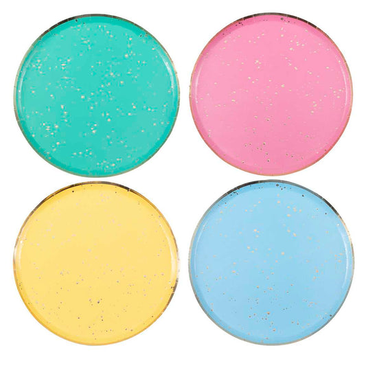 Gold Flecked Brights Rainbow Party Plates Pack of 8