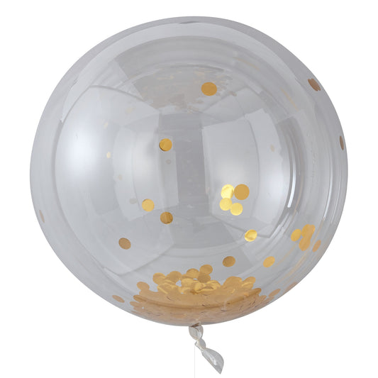 ORB Balloon Large Gold Confetti Pack of 3