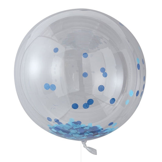 ORB Balloon Large Blue Confetti Pack of 3