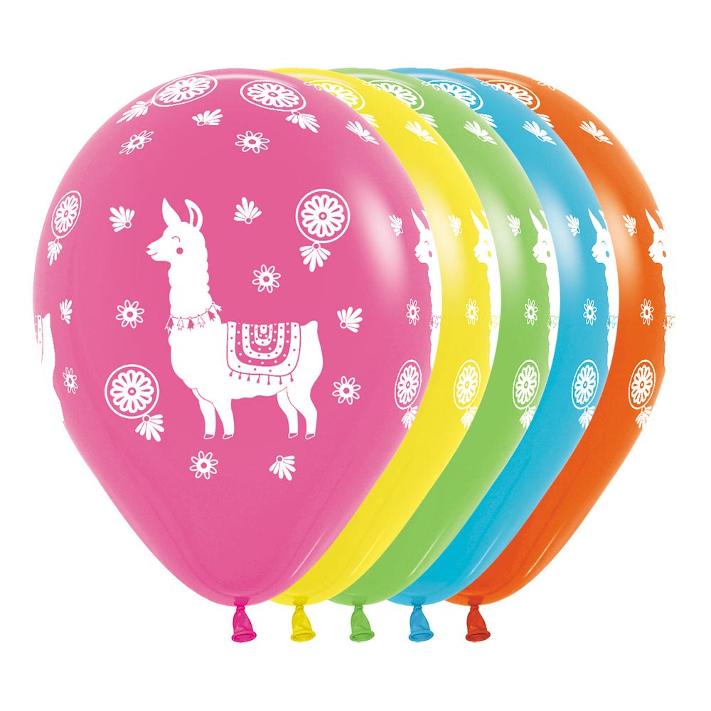 Llama Tropical Assorted Latex Balloons Pack of 50