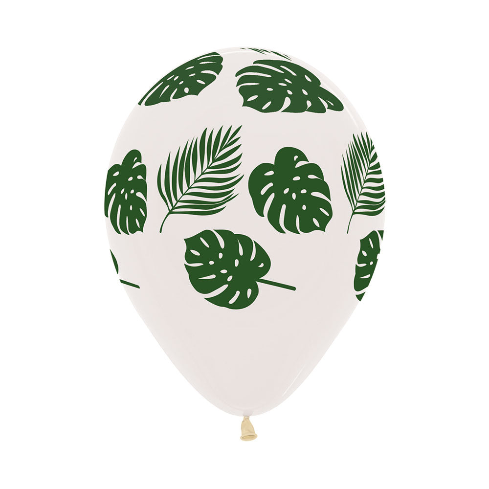 Leaves Green On Crystal Clear Latex Balloons Pack of 50