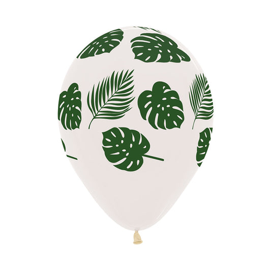 Leaves Green On Crystal Clear Latex Balloons Pack of 50