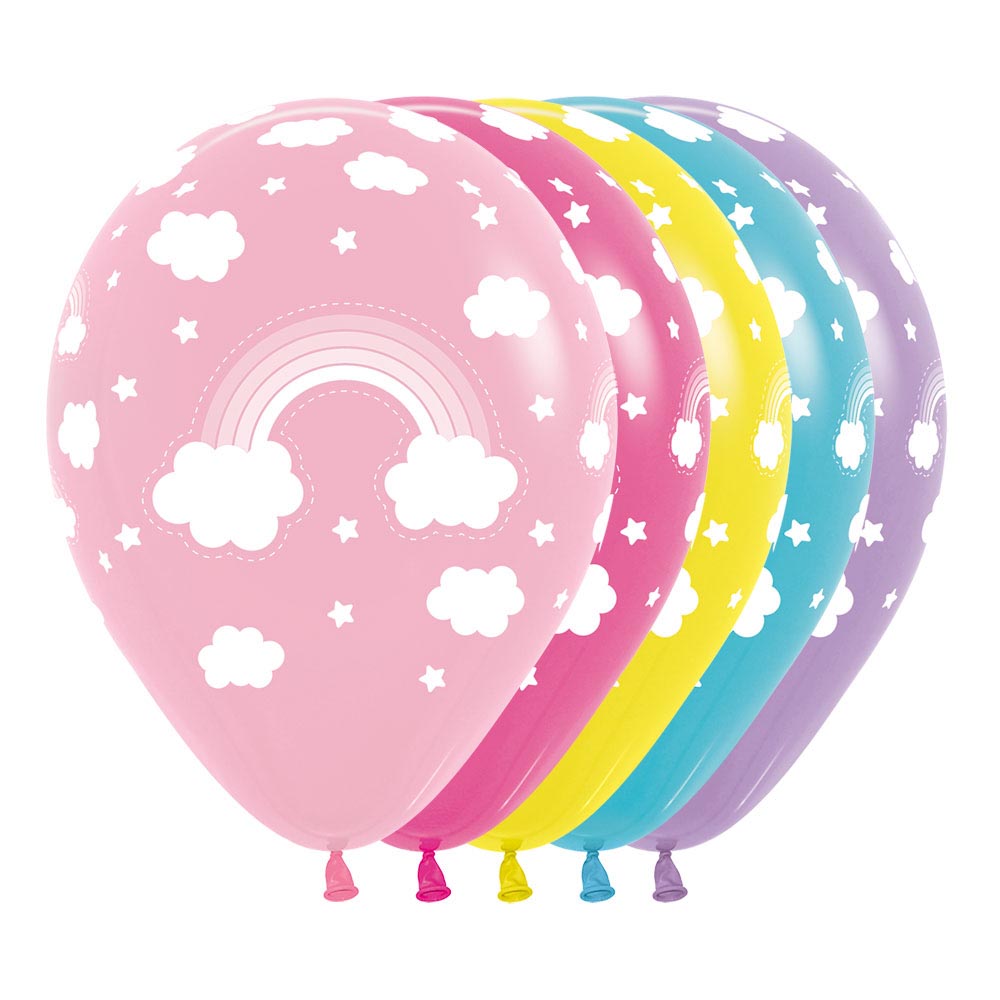 Rainbow & Cloud Latex Balloons Assorted Pack of 50