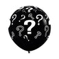 Question Marks White On Black Gender Reveal Balloon 90cm Pack of 10