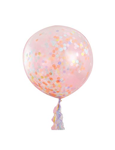 Clear Latex 90cm Balloons with Pastel Confetti Pack of 3