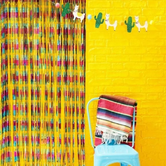 Viva La Fiesta Multi Coloured Fringe Curtain