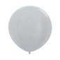 Satin Pearl Silver 60cm Latex Balloons Pack of 3