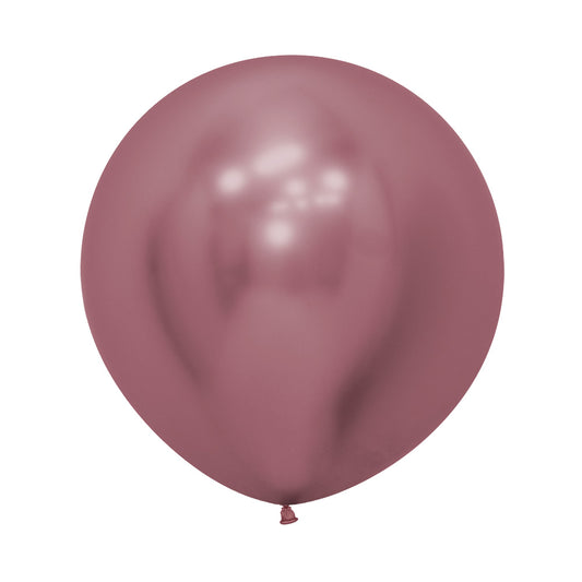 Chrome Reflex Pink 60cm Latex Balloons Pack of 3