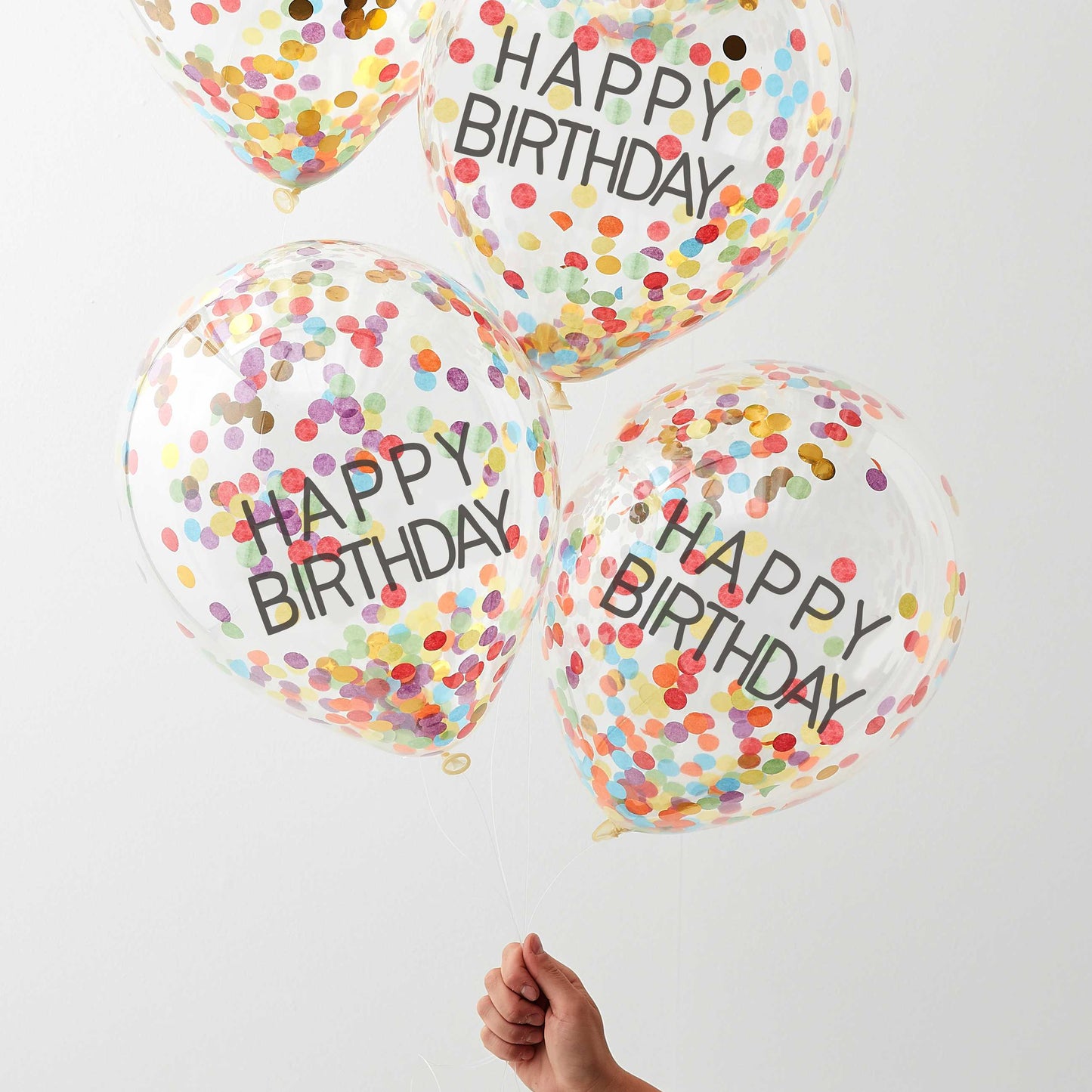 Happy Birthday Rainbow Confetti Balloons Pack of 5