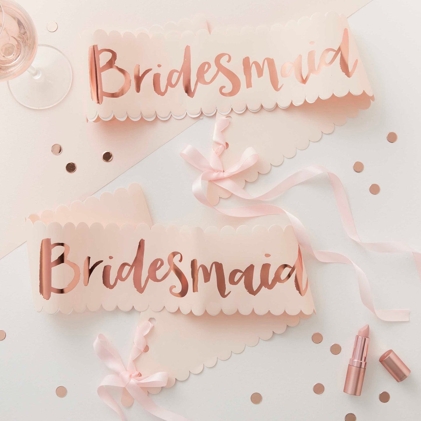 Pink And Rose Gold Bachelorette Party Bridesmaid Sashes - 2 Pack