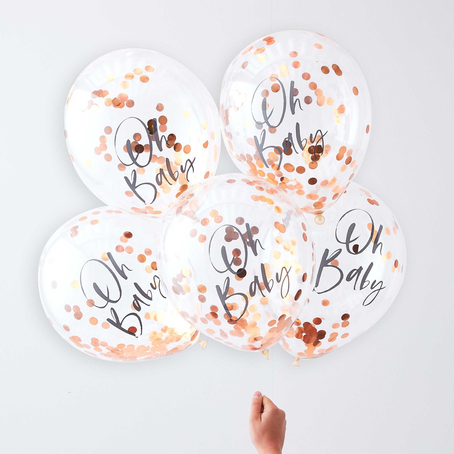 Rose Gold Oh Baby! Shower Confetti Balloons Pack of 5