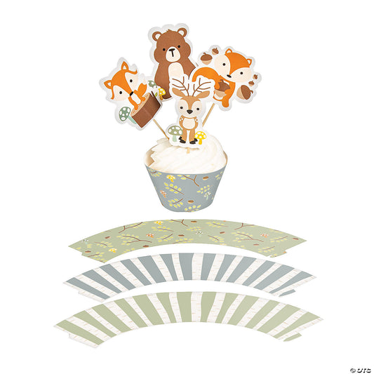 Woodland Party Cupcake Wrappers with Picks Pack of 50