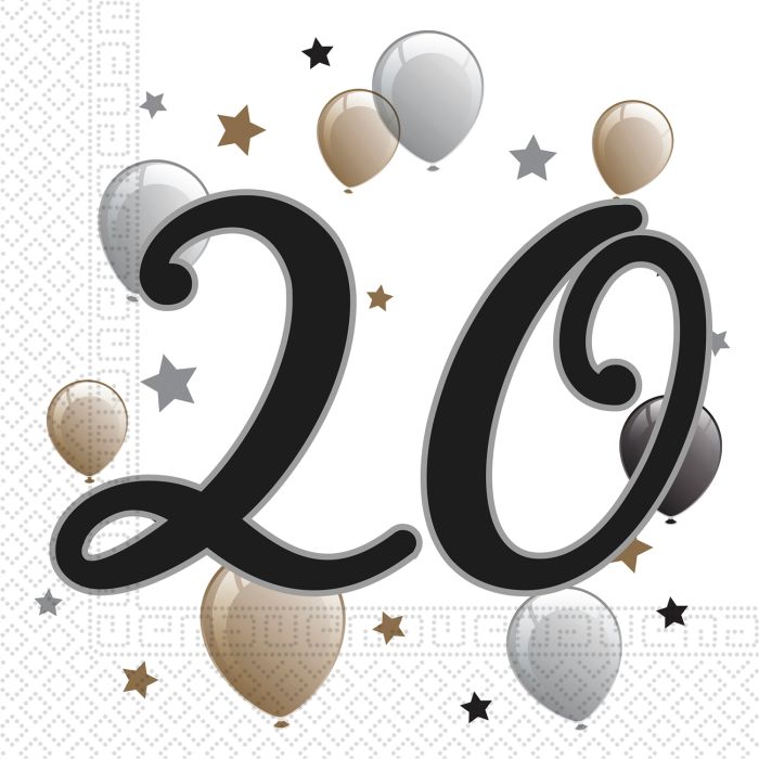 Milestone 20th Birthday Paper Napkins Pack of 20