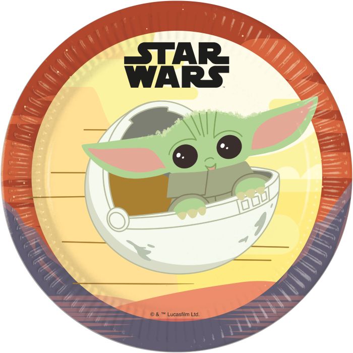 The Mandalorian/ Baby Yoda Paper Plates Pack of 8