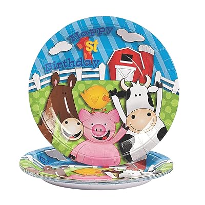 Farm Party 1st Birthday Paper Plates Pack of 8