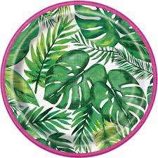 Tropical Leaves Dessert Plate Pack of 8