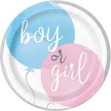 Gender Reveal Boy or Girl Paper Plates Pack of 8