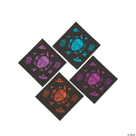 Metallic Day of the Dead Beverage Napkins Pack of 16