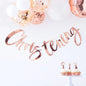 Rose Gold "Christening" Bunting Banner